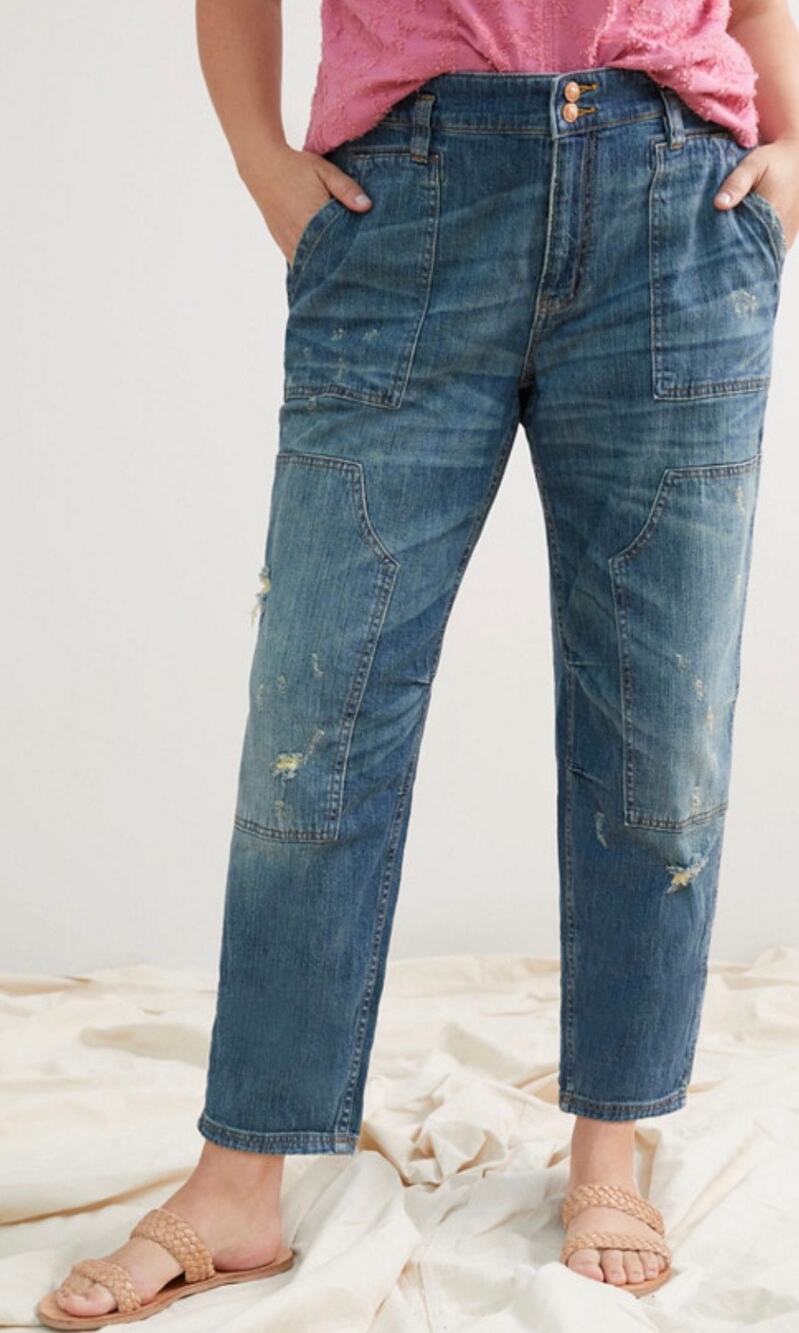 Anthropologie Pilcro The Wanderer Jeans Relaxed Utility Denim size 31 Petite